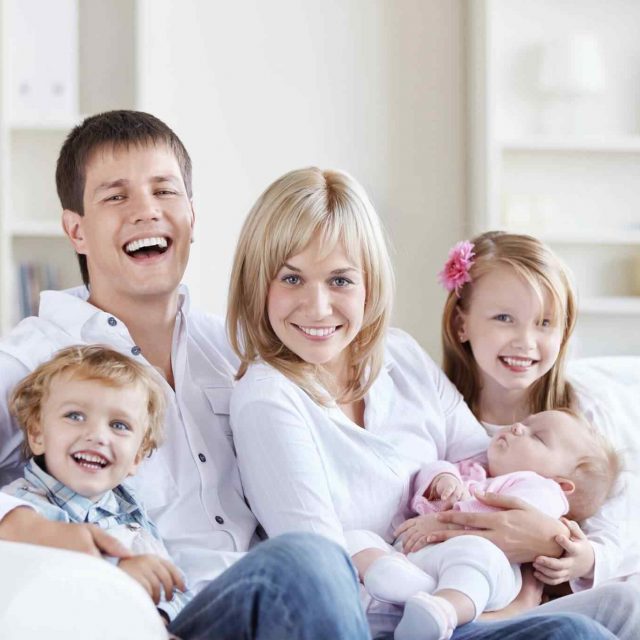 Family home A happy family with three children at home